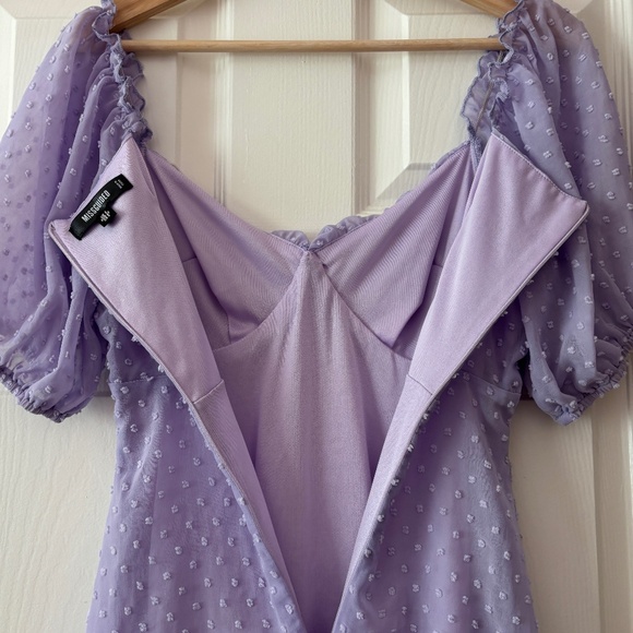 Missguided Dobby Spot Milkmaid Mini Dress - Lilac / Lavender Size 0 - Picture 7 of 10